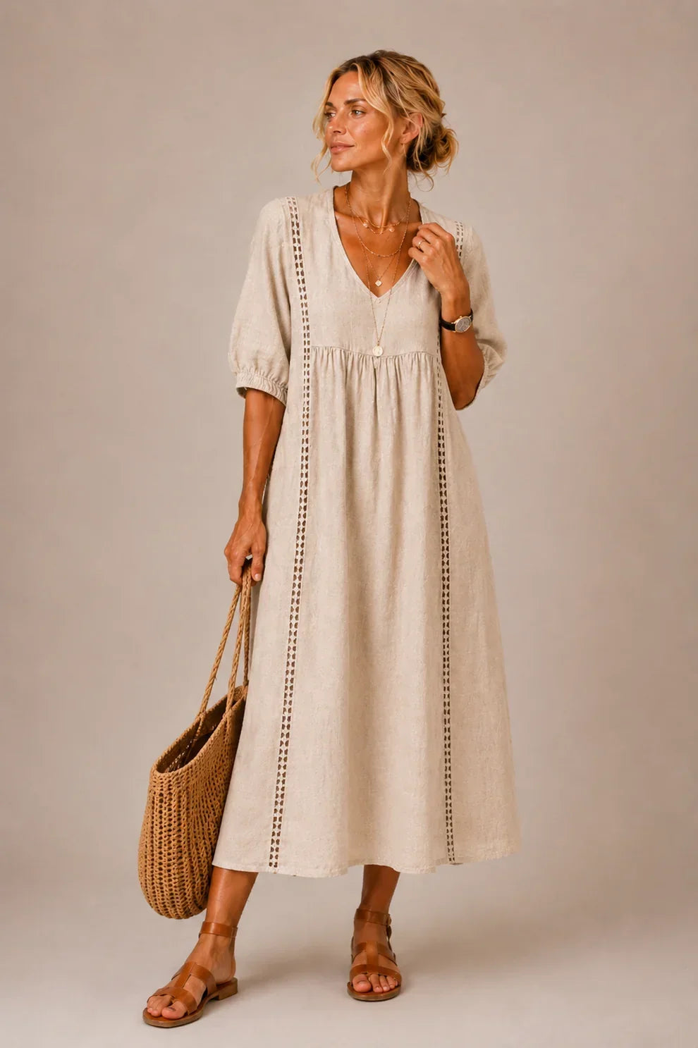 Brooklyn™ | Robe Midi Cache-Ventre à Col V