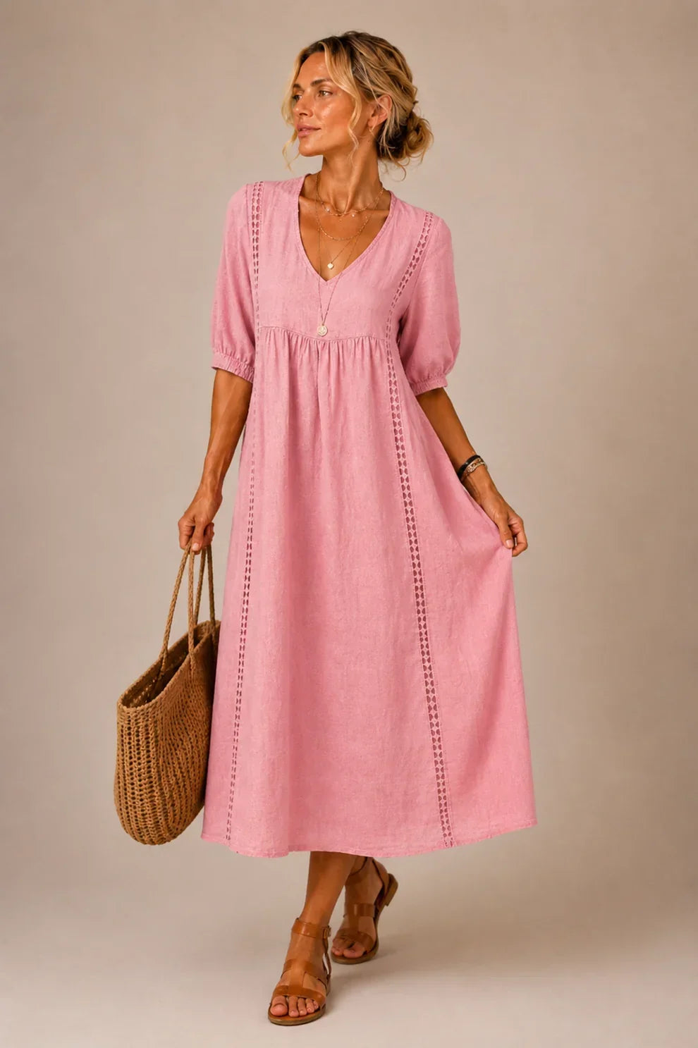Brooklyn™ | Robe Midi Cache-Ventre à Col V