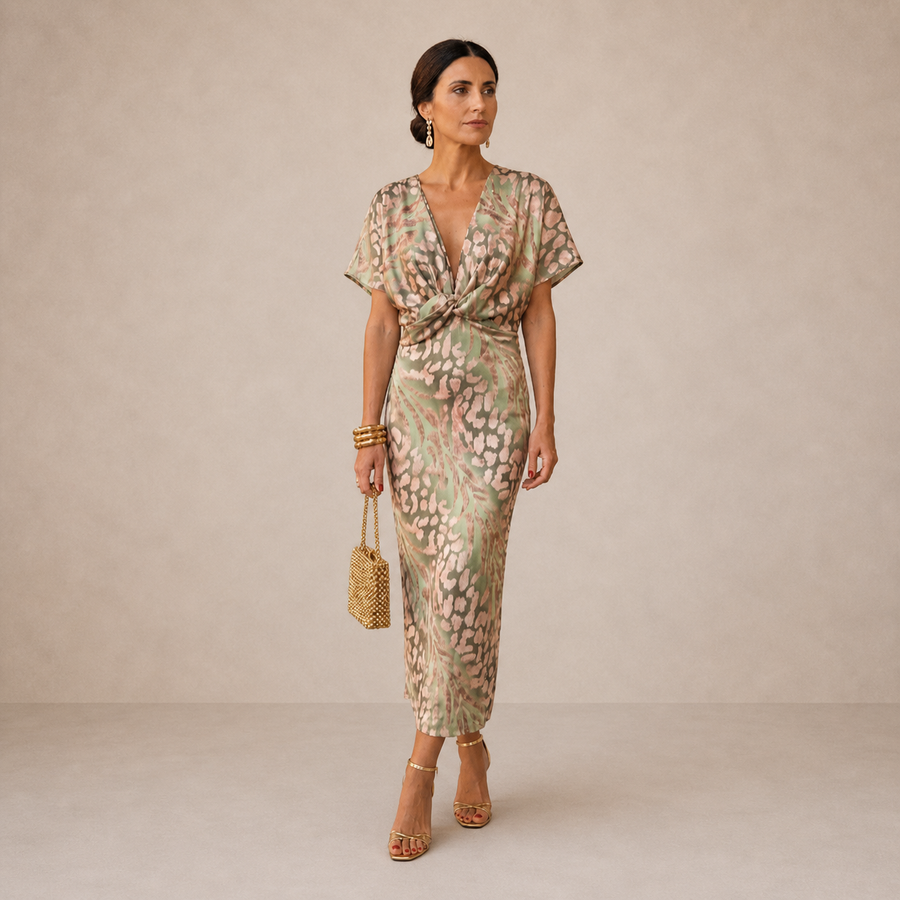 Carys | Robe Midi à Manches Volantées