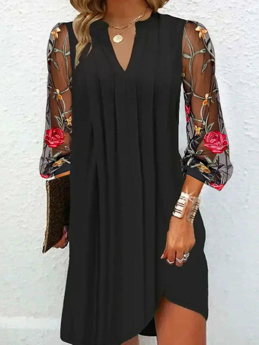 Camille | Robe Élégante à Manches Fleuries