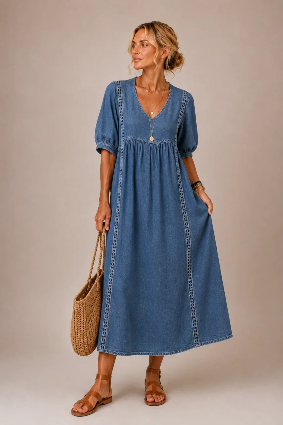 Brooklyn™ | Robe Midi Cache-Ventre à Col V