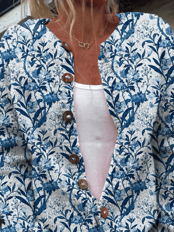 Adeline™ | Cardigan Floral Vintage à Boutons - Maison Denise
