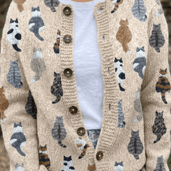 Amélie™ | Cardigan Imprimé Chats Vintage - Maison Denise