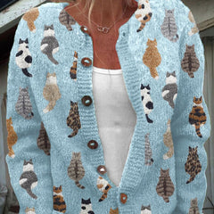 Amélie™ | Cardigan Imprimé Chats Vintage - Maison Denise