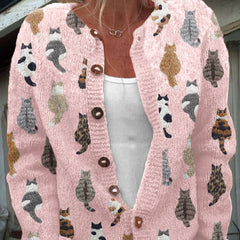 Amélie™ | Cardigan Imprimé Chats Vintage - Maison Denise