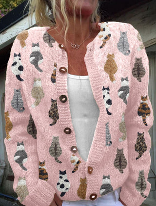 Amélie™ | Cardigan Imprimé Chats Vintage - Maison Denise