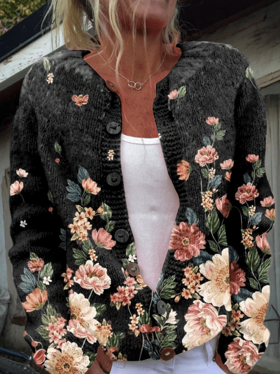 Camélia™ | Cardigan Floral Vintage - Maison Denise