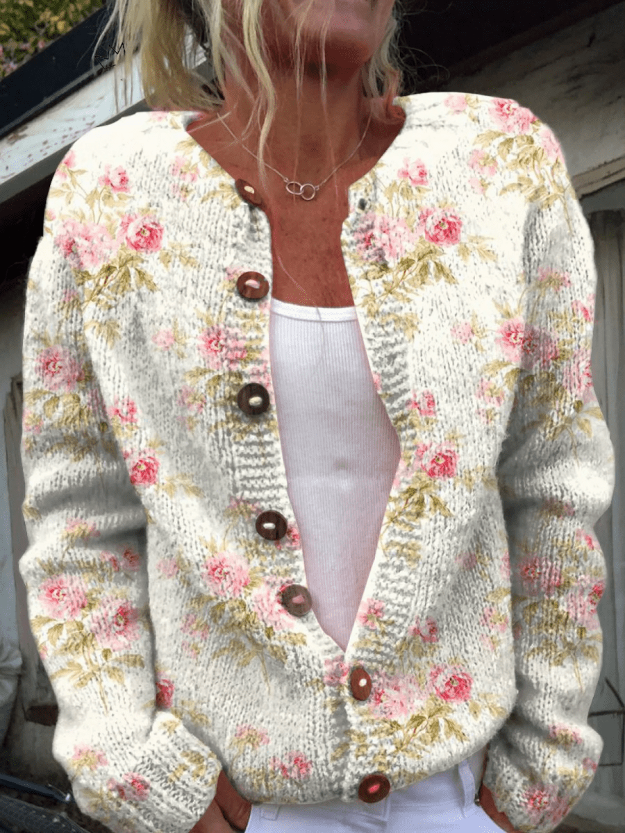 Delphine™ | Cardigan en Maille Floral Vintage - Maison Denise