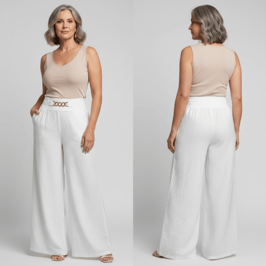 Évelyne™ — Pantalon large taille haute sculptant - Maison Denise
