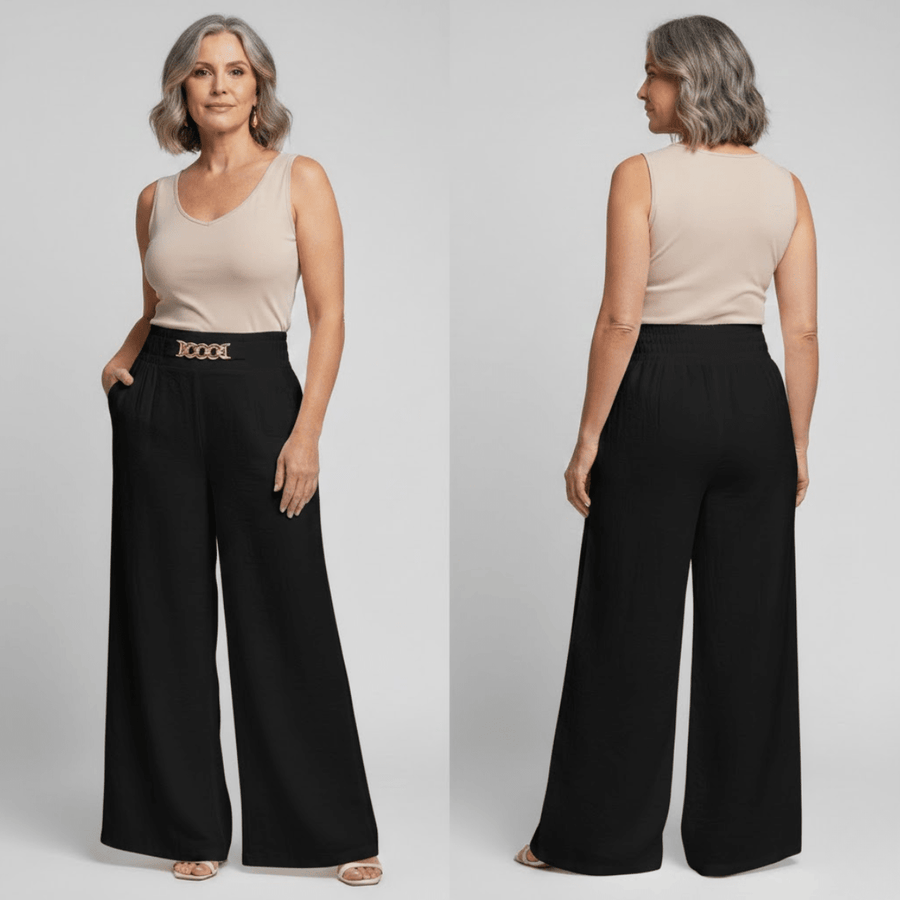 Évelyne™ — Pantalon large taille haute sculptant - Maison Denise