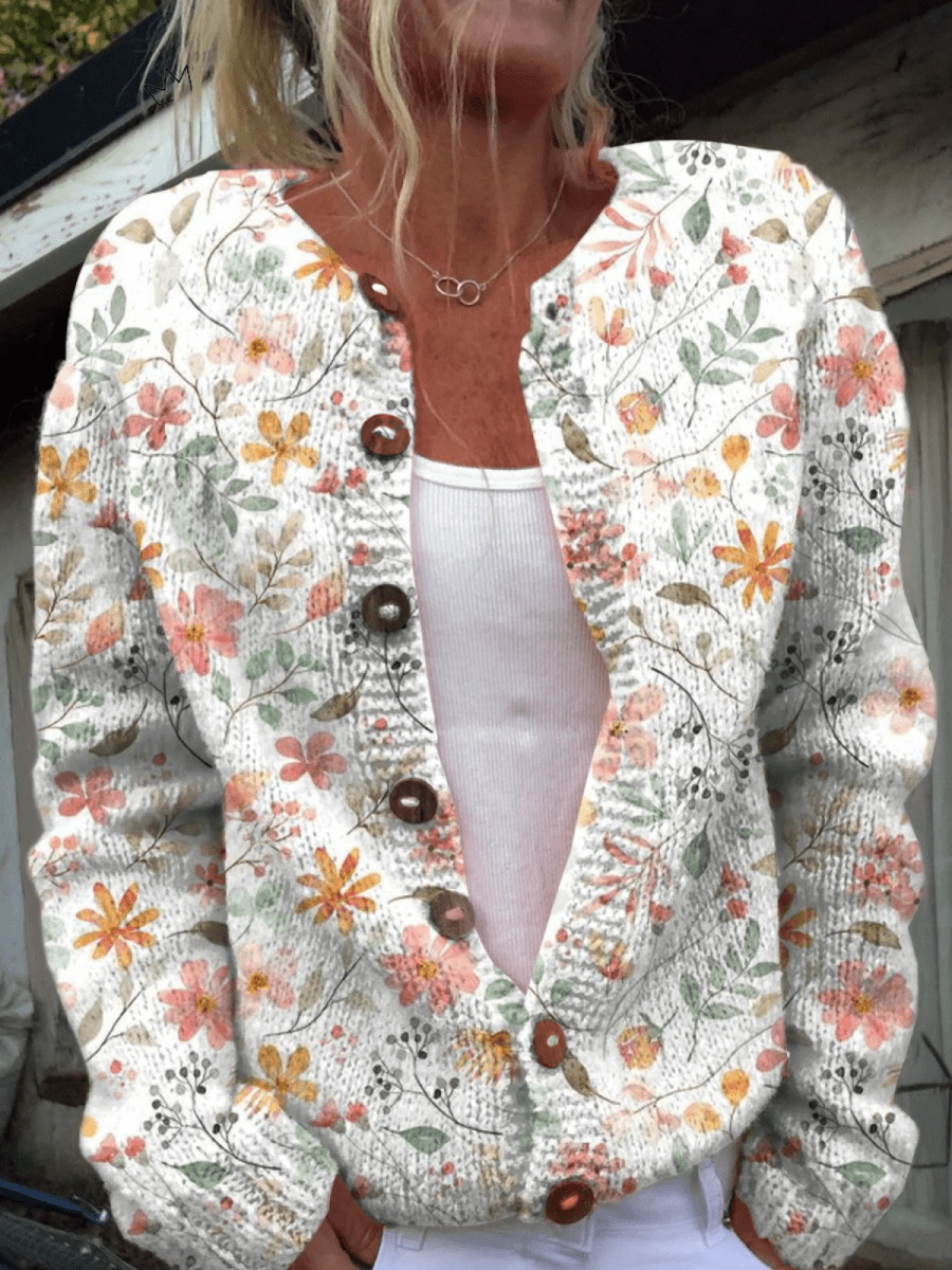 Juliette™ | Cardigan-Pull en Maille Floral Vintage - Maison Denise