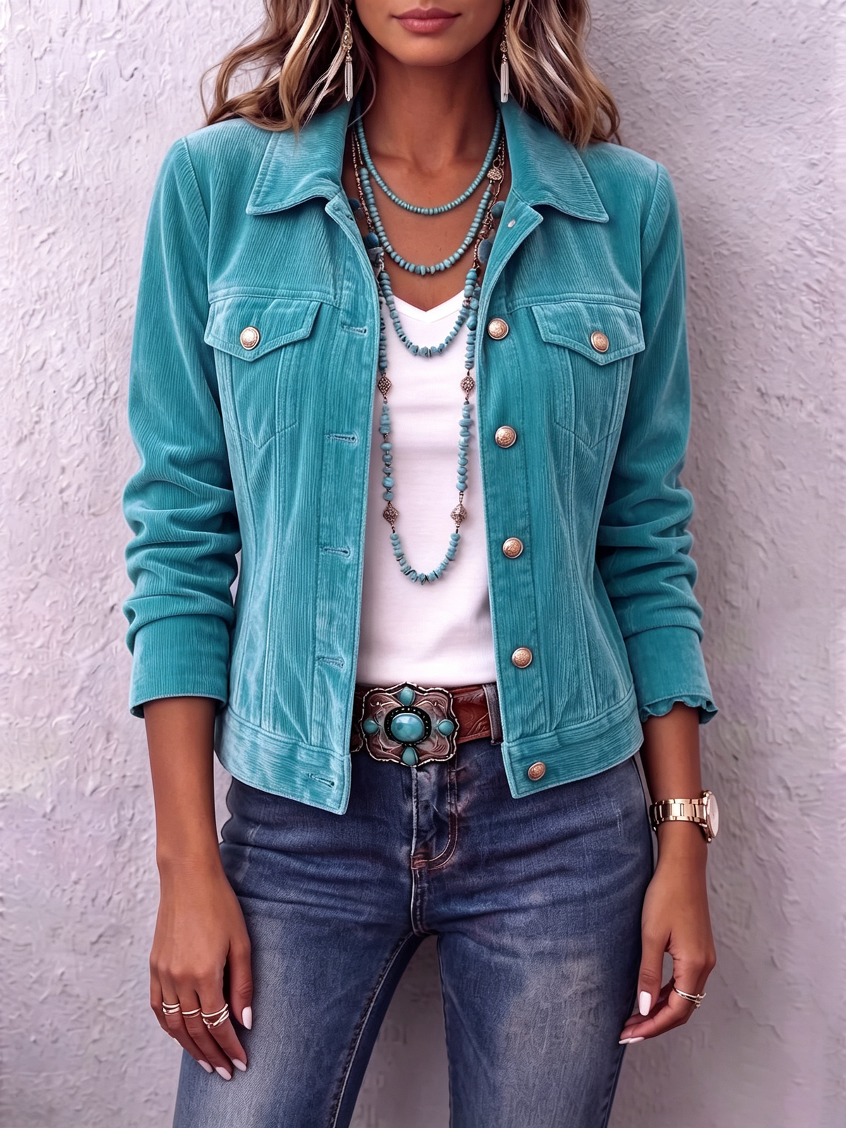 Dianne | Veste en Velours Vintage à Col Tailleur