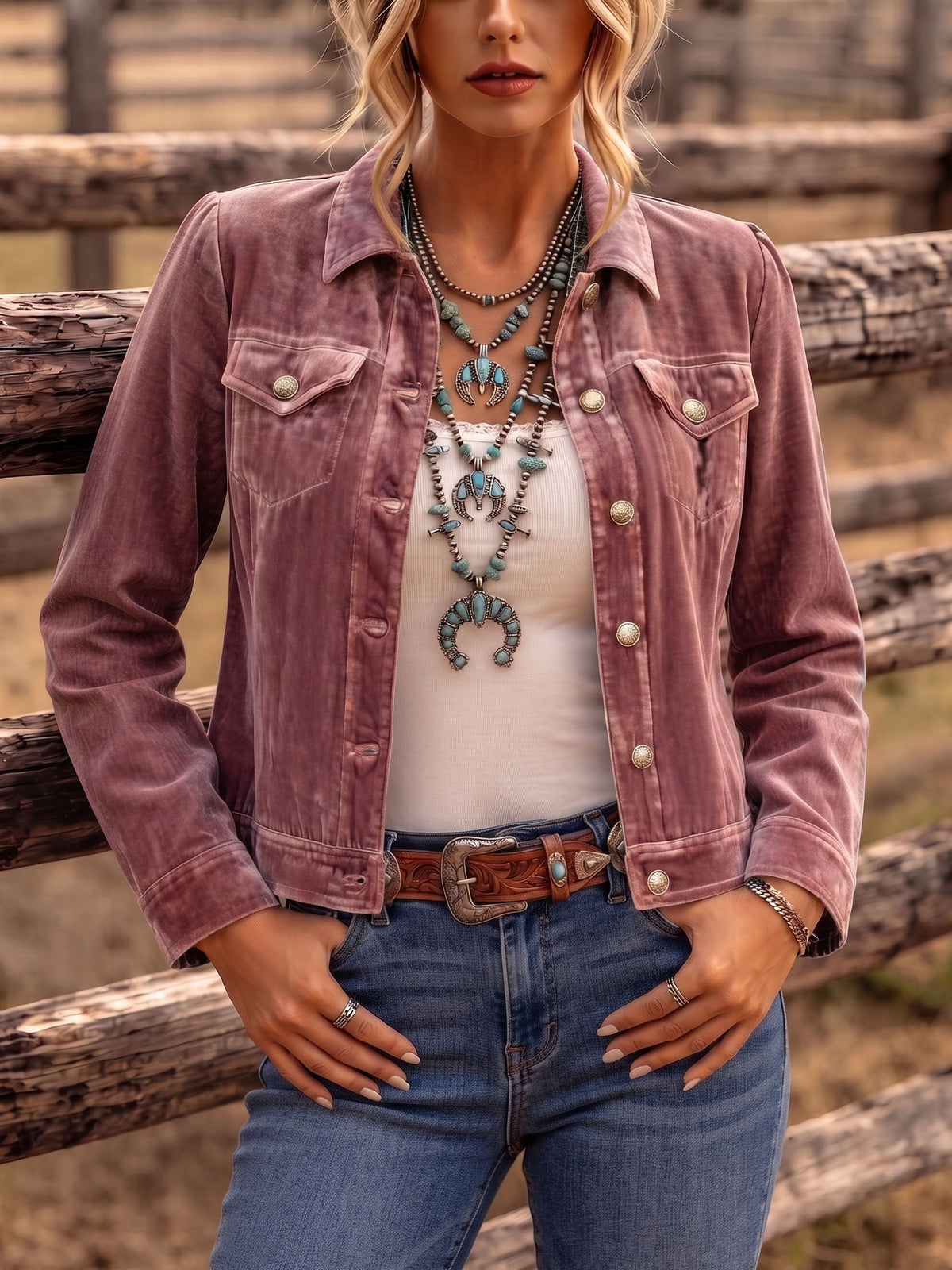 Dianne | Veste en Velours Vintage à Col Tailleur