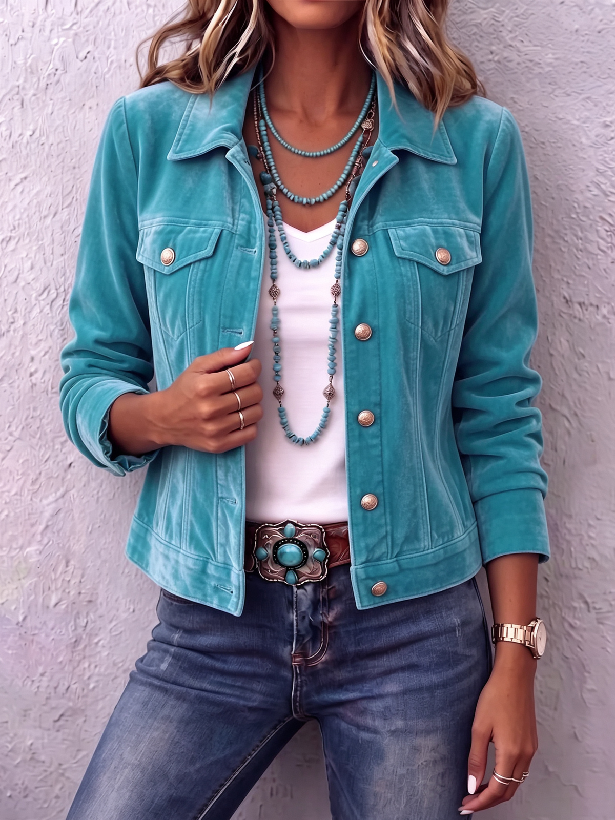 Dianne | Veste en Velours Vintage à Col Tailleur