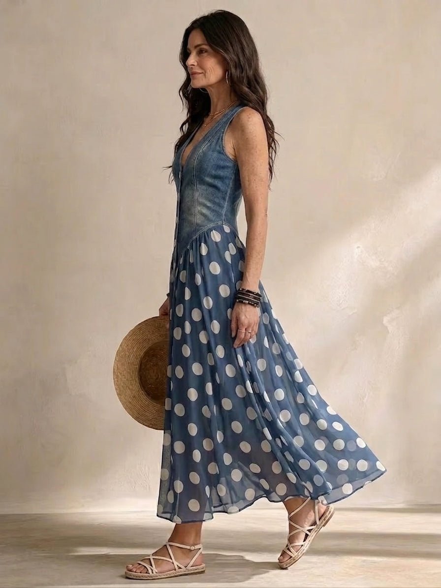 Pandore — Robe Midi Sans Manches à Col V - Maison Denise